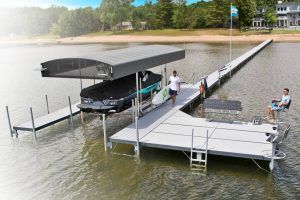 Shorestation dock with built in boat protection system